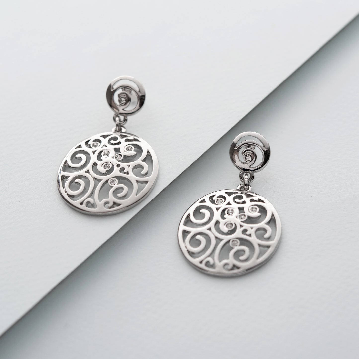 Fancy Lace Crystal Dangle Earrings