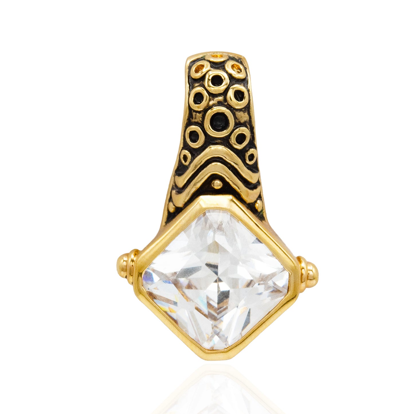 Removable Cubic Zirconia Pendant Necklace Antique Gold, 18 Inch Gold Box Chain