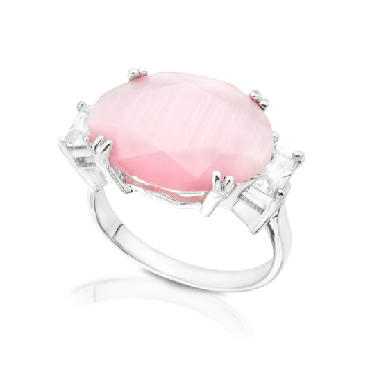 Pink Moonstone Crystal Statement Ring