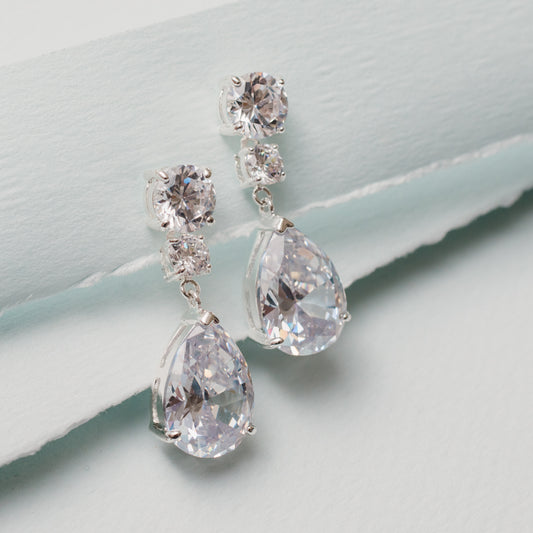 diamond earrings-earrings for the bride-fancy earrings-clear cubic zirconia
