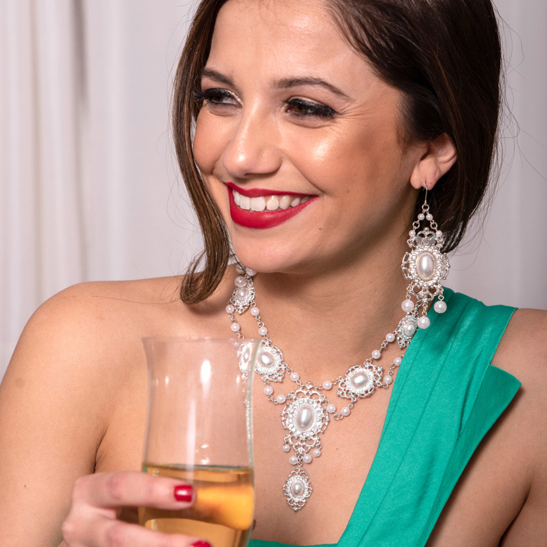 Vintage Style Pearl and Crystal Chandelier Drop Earrings - Wedding Bridal Statement Earrings