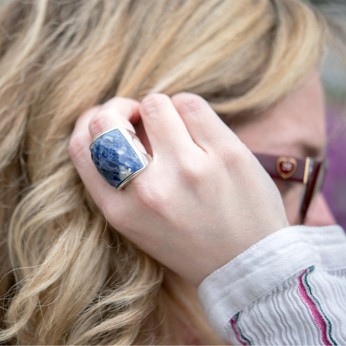 womens rings-genuine stone jewelry-sadolite ring-sadolite jewelry