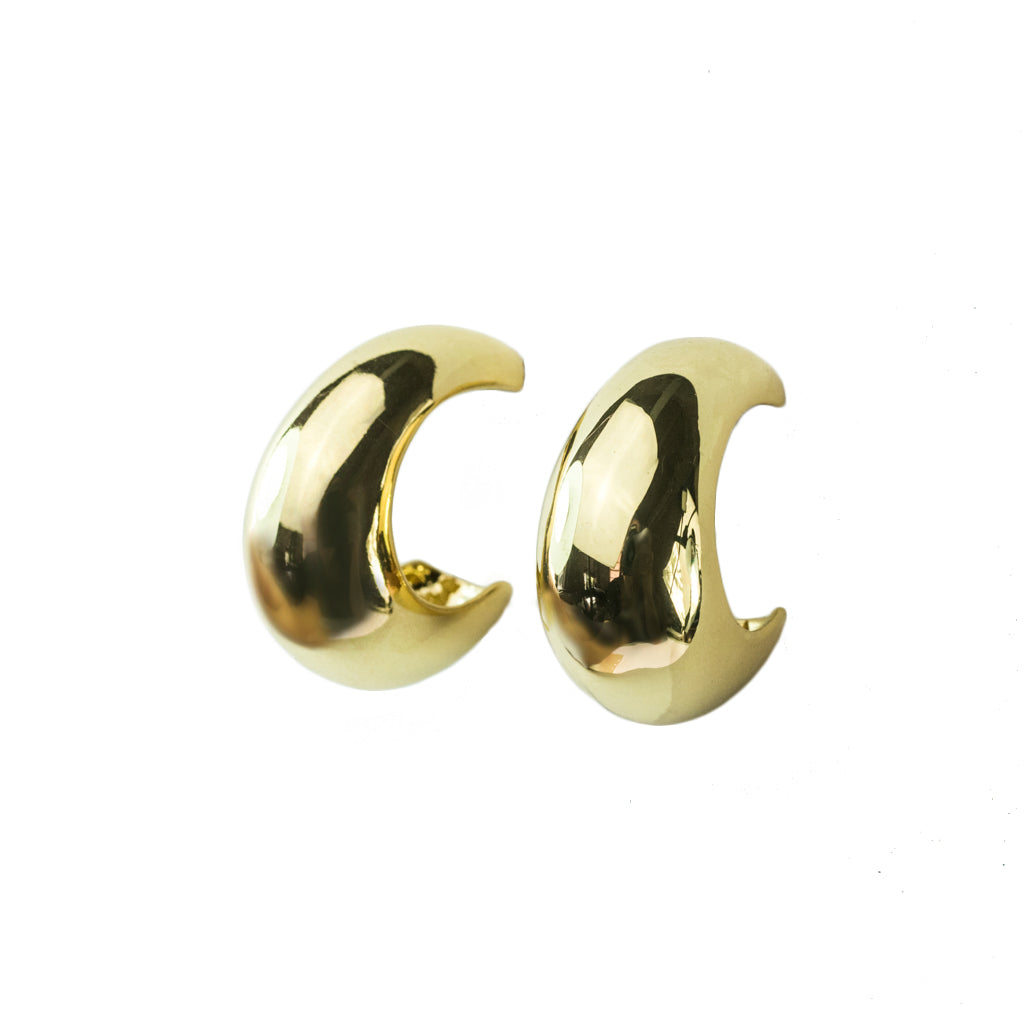 Gold Tone Dome Hoop Statement Earrings - 1 Inch Lightweight Fashion Jewelry for Women