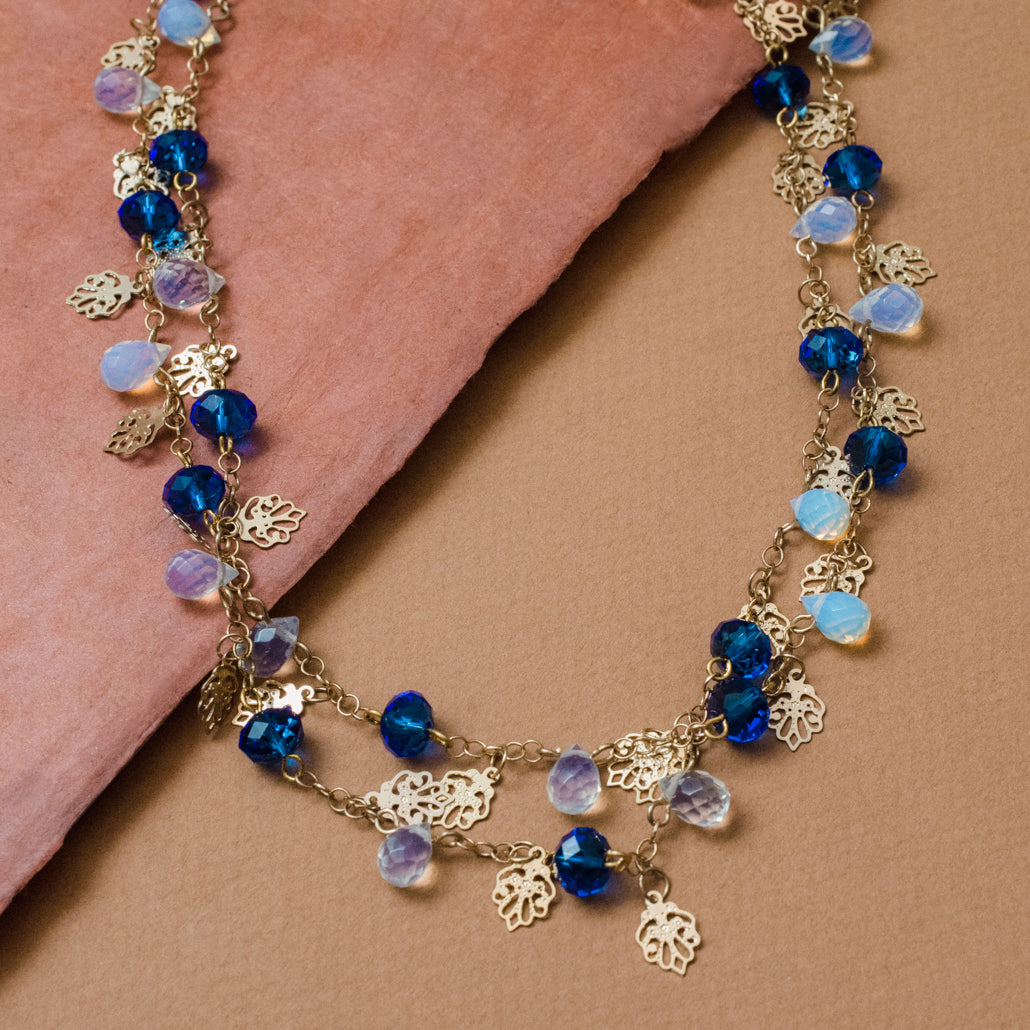 necklaces-blue necklace-gold necklace-opal jewelry