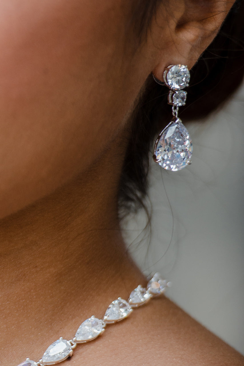 diamond earrings-earrings for the bride-fancy earrings-clear cubic zirconia