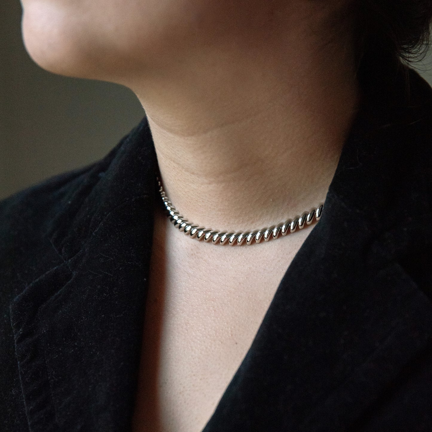 16 Inch San Marco Chain Necklace Silver Tone Rhodium Plated Classic Chain