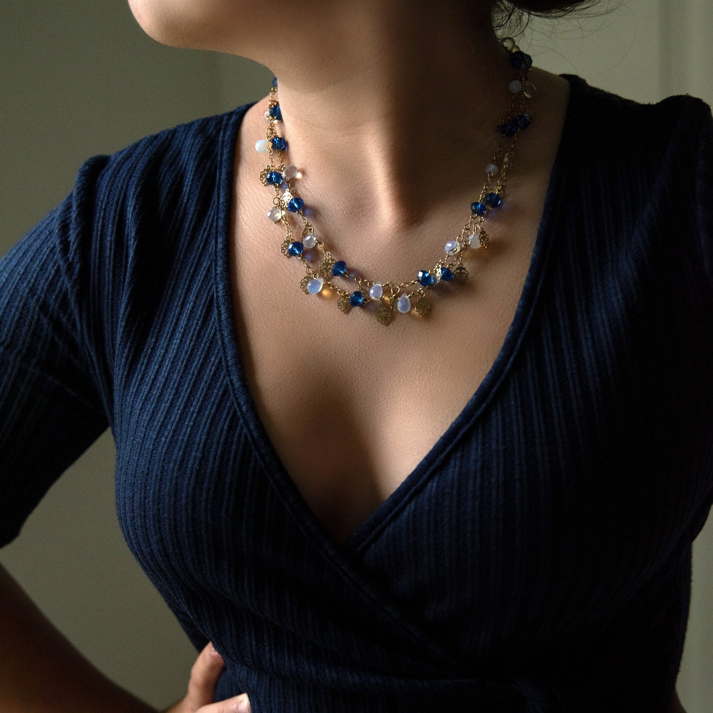 necklaces-blue necklace-gold necklace-opal jewelry