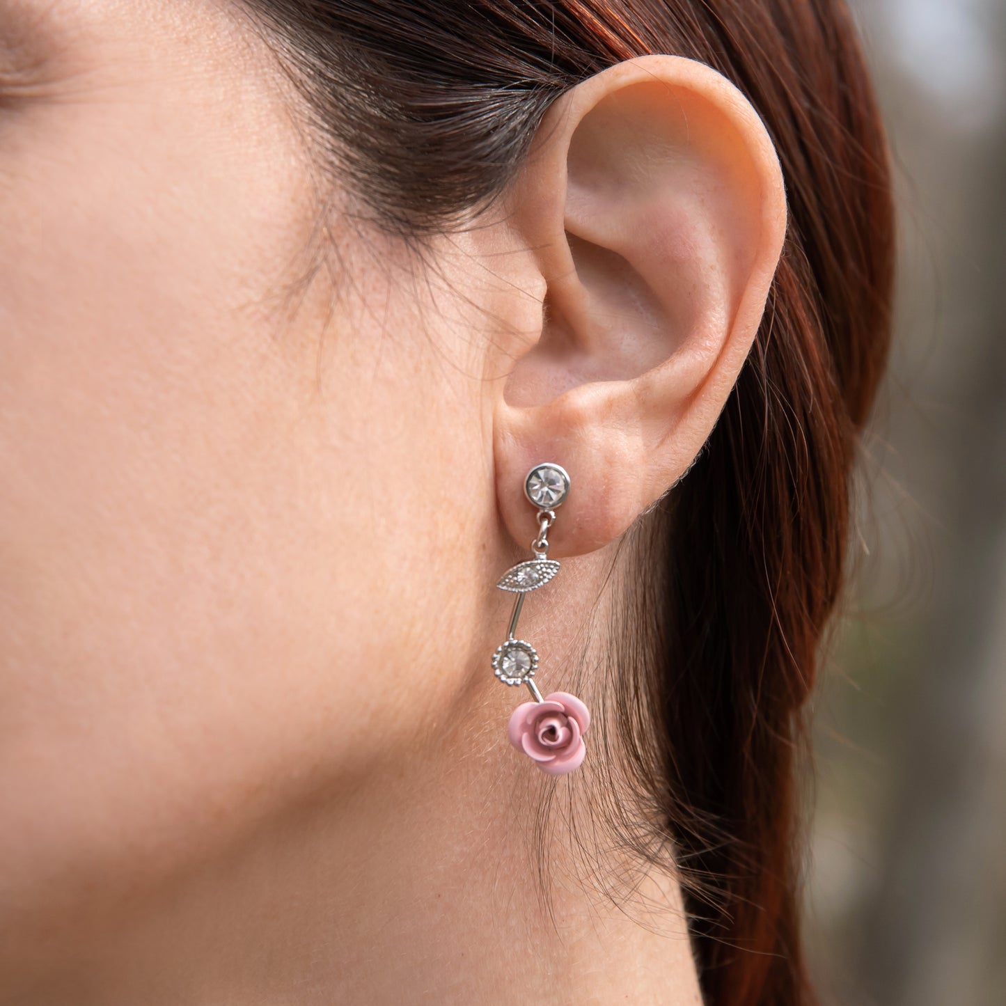 flower jewelry-pink rose jewelry-bridal jewelry-jewelry for the prom