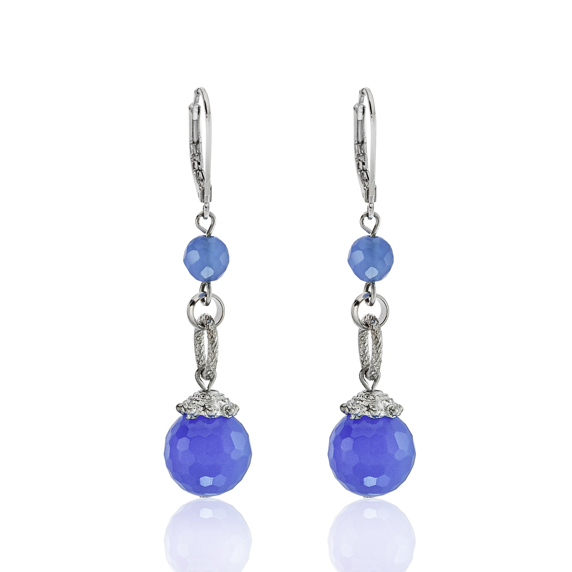 womens earrings-blue quartz jewelry-genuine stone jewelry-dangle earrings-luxury jewelry