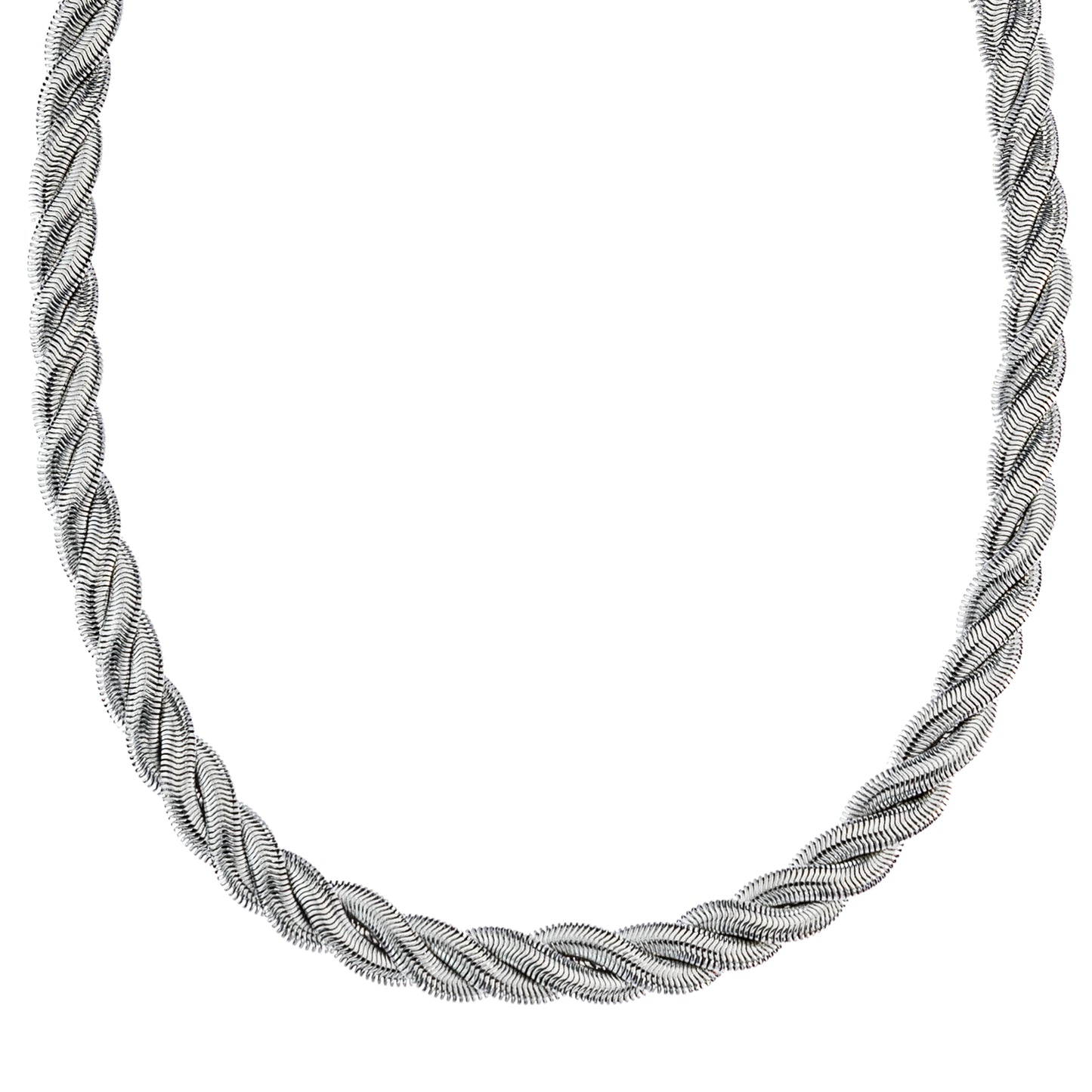 18 Inch Silver Tone Twisted Rope Chain Necklace with Extender