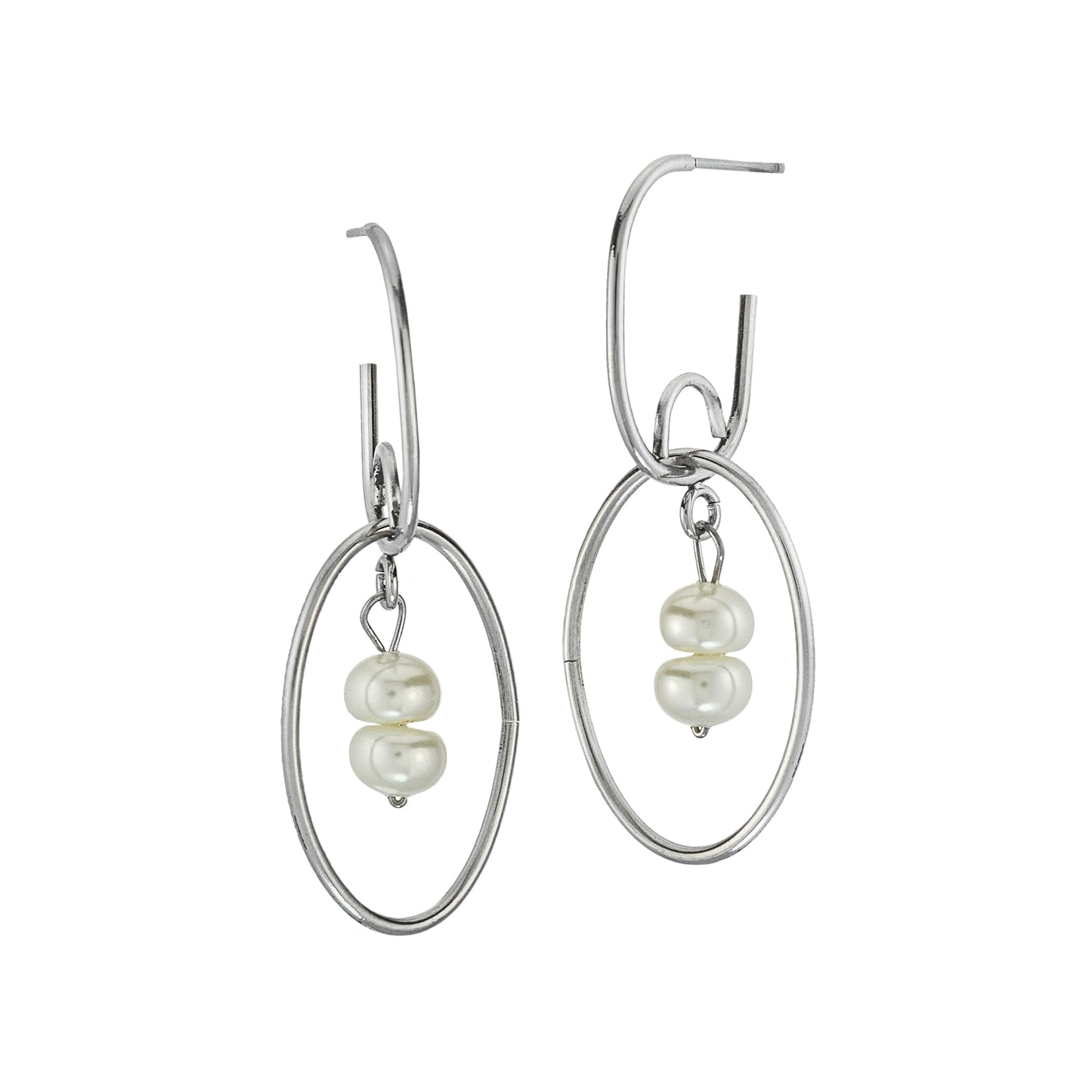 earrings-pearl earrings-stainless steel jewelry-silver earrings-dangle earrings