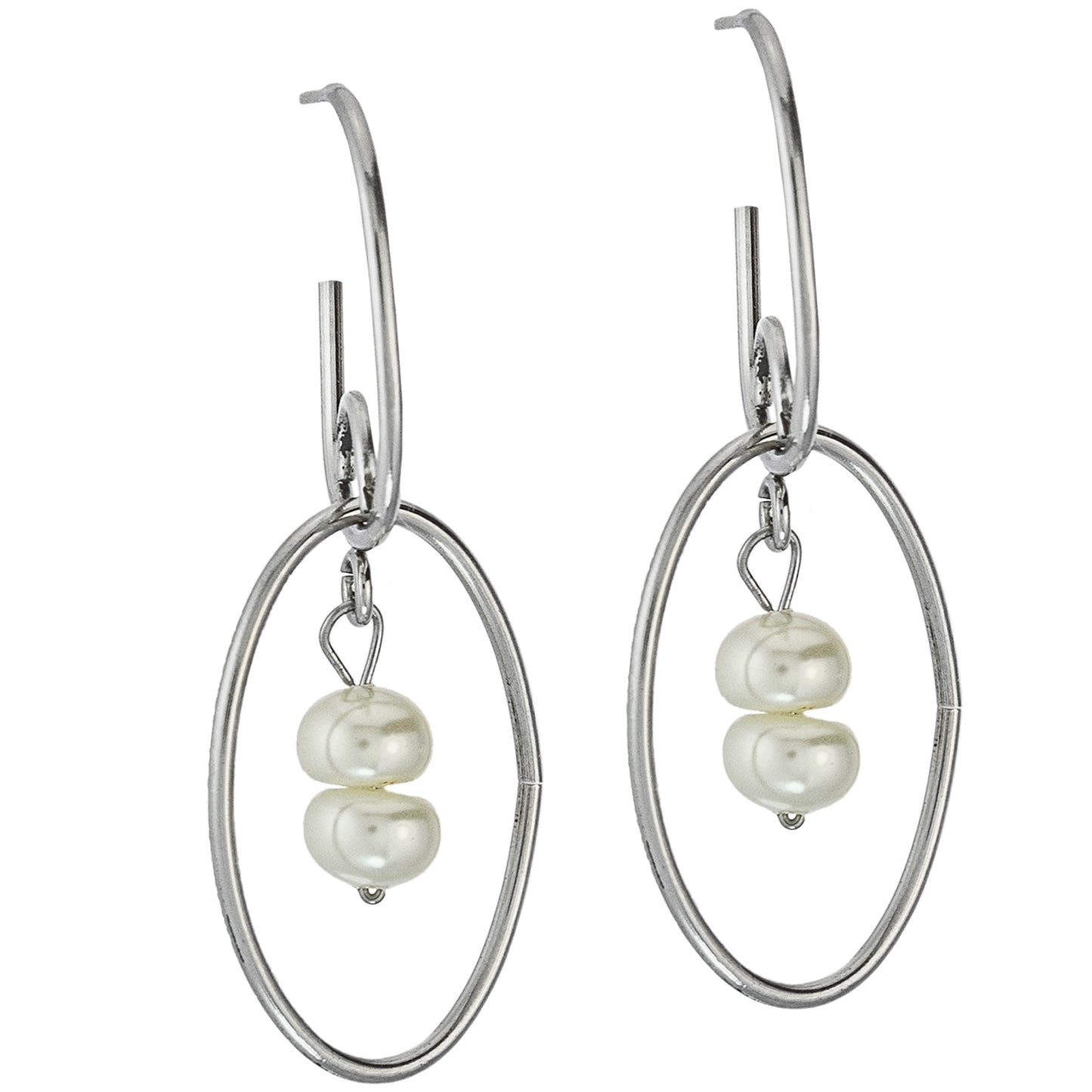 earrings-pearl earrings-stainless steel jewelry-silver earrings-dangle earrings