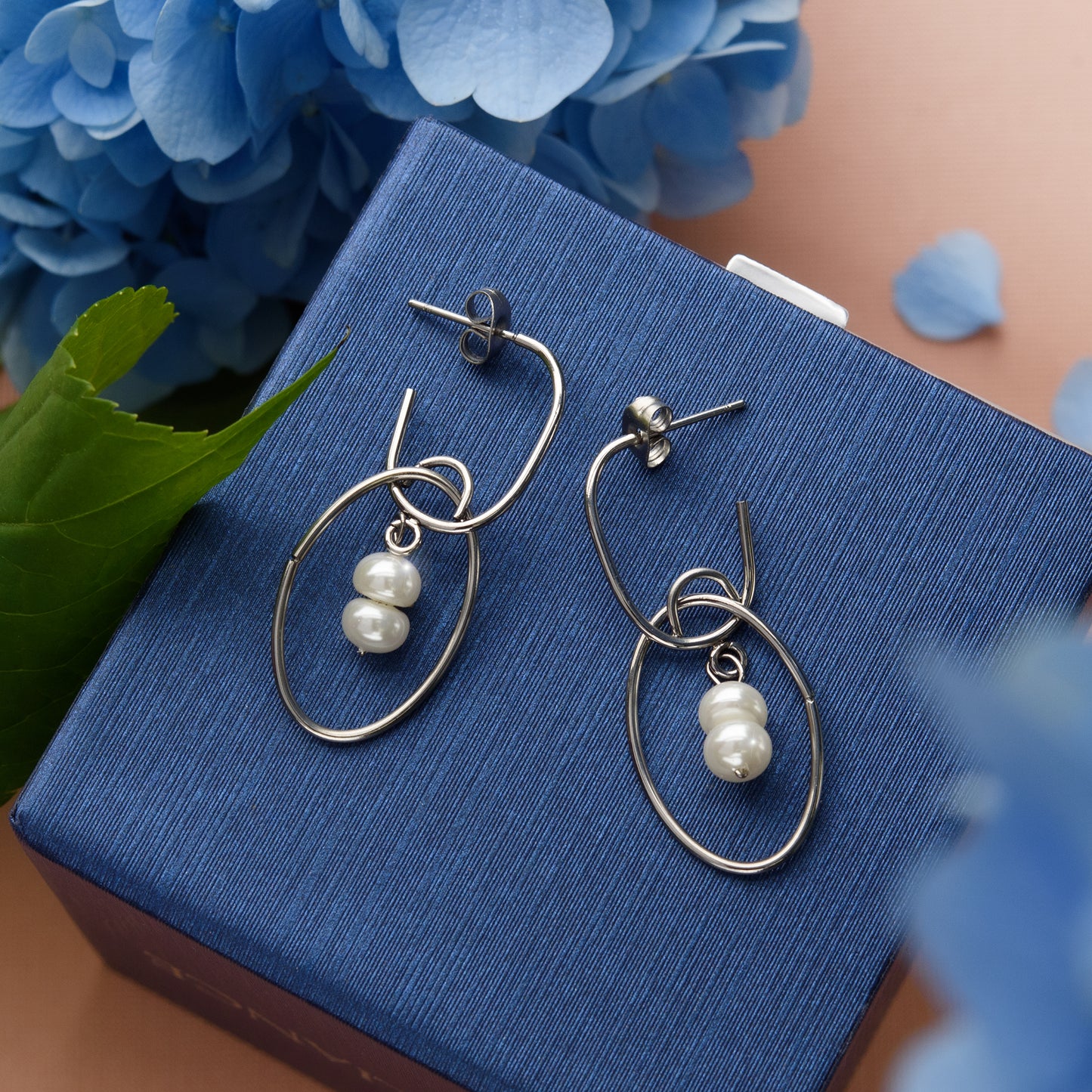 earrings-pearl earrings-stainless steel jewelry-silver earrings-dangle earrings