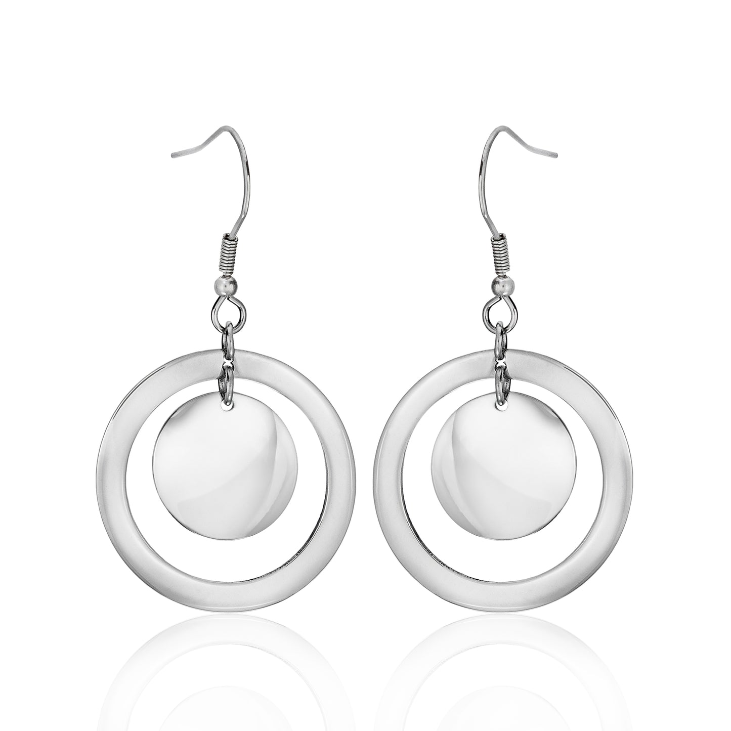 Modern Orbital Circle Drop Earrings - Waterproof Stainless Steel Dangle Earrings for Women