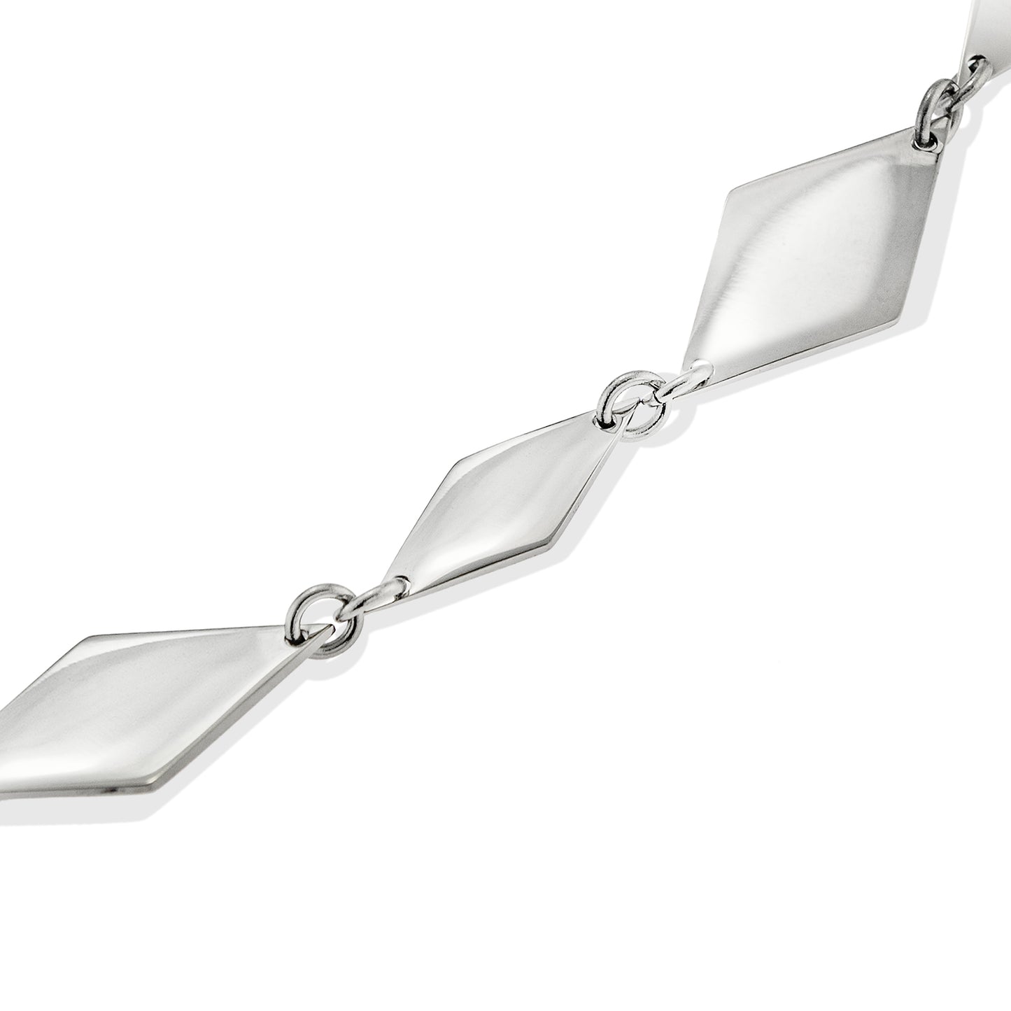 Modern Geometric Diamond Link Stainless Steel Bracelet with Lobster Clasp, 8.5 Inches