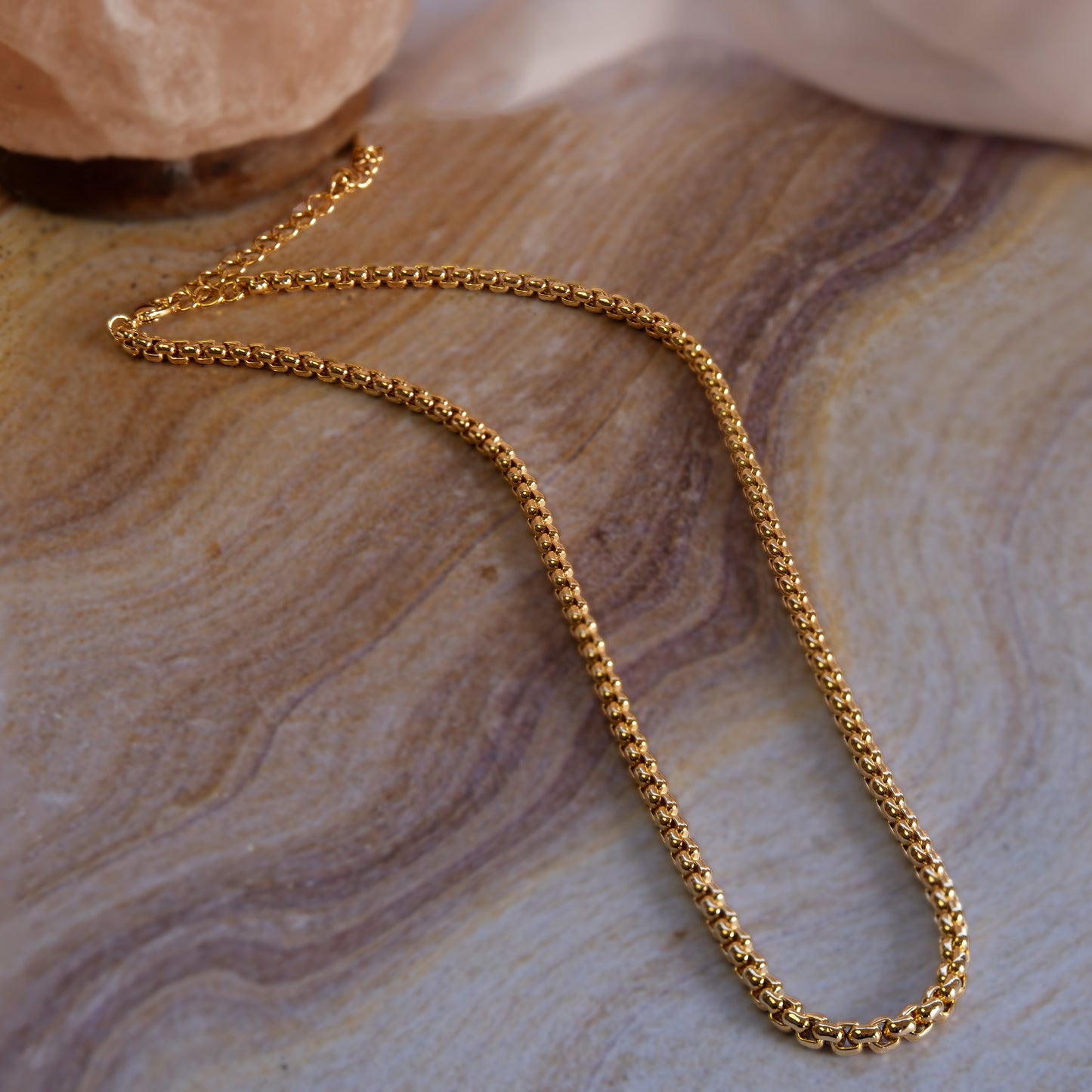 18 Inch Gold Tone Rolled Box Chain Necklace Classic Roll Chain