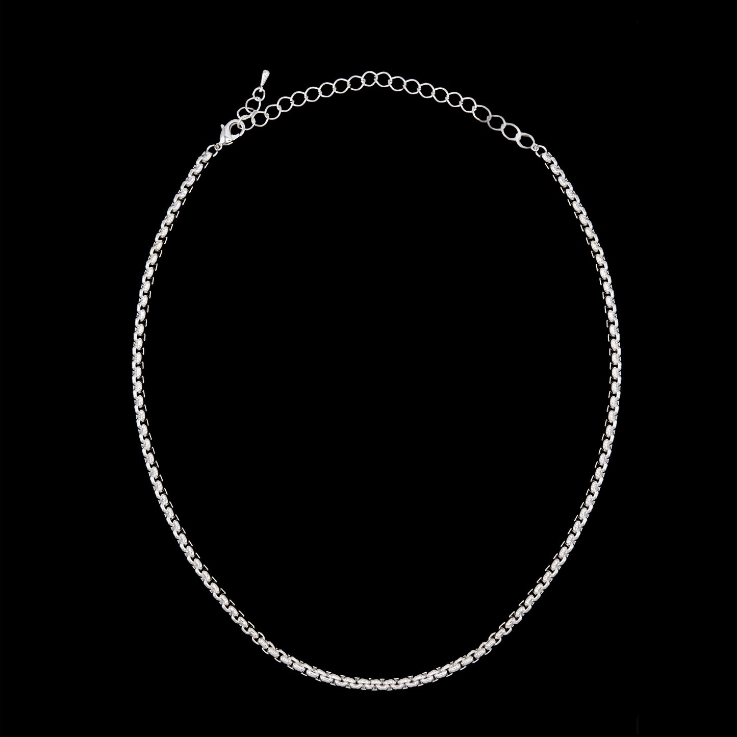 18 Inch Silver Tone Rolled Box Chain Necklace Classic Roll Chain (Copy)