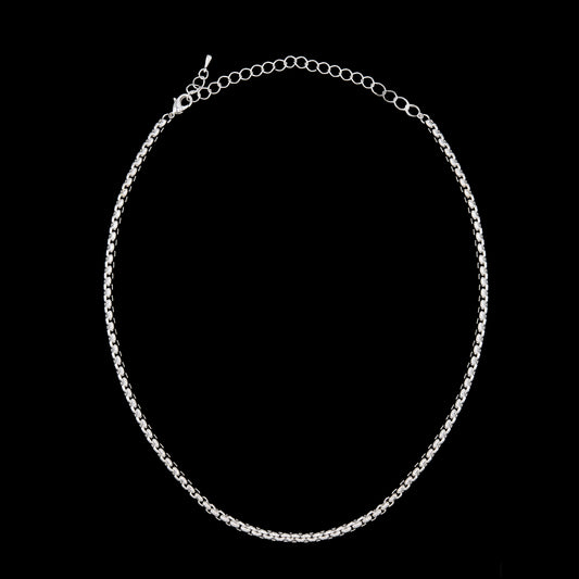 18 Inch Silver Tone Rolled Box Chain Necklace Classic Roll Chain (Copy)