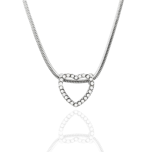 Austrian Crystal Heart Pendant Necklace with Extender Chain Silver Tone