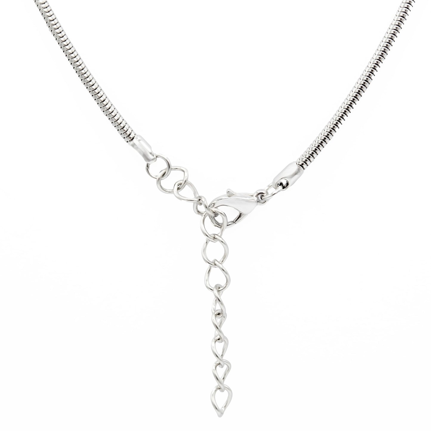 Elegant Rectangle Austrian Crystal Pendant Necklace with Snake Chain Silver Tone 16 Inch