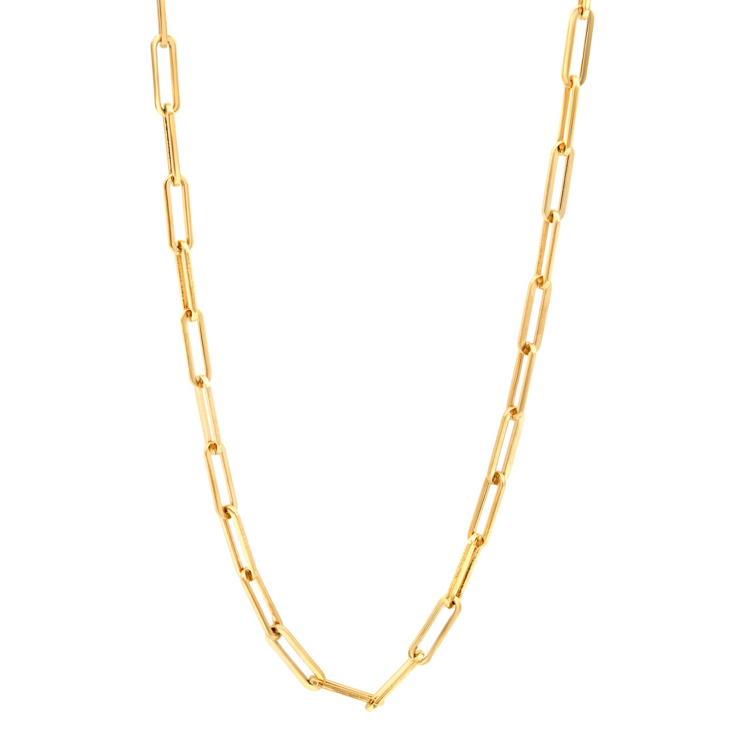 24 Inch Gold Tone Paperclip Link Chain Necklace Stainless Steel Modern Layering Necklace