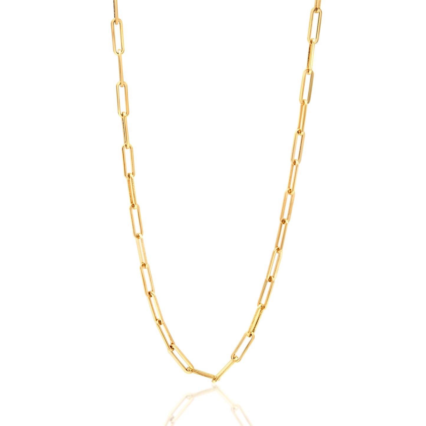 24 Inch Gold Tone Paperclip Link Chain Necklace Stainless Steel Modern Layering Necklace