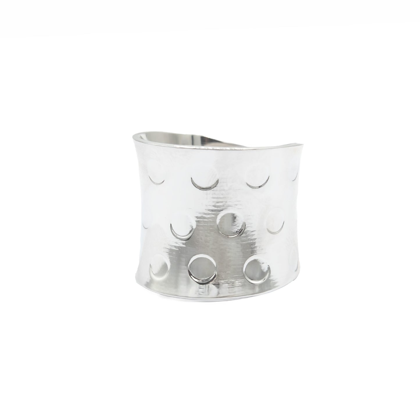 Wide Band Polka Dot Stainless Steel Ring