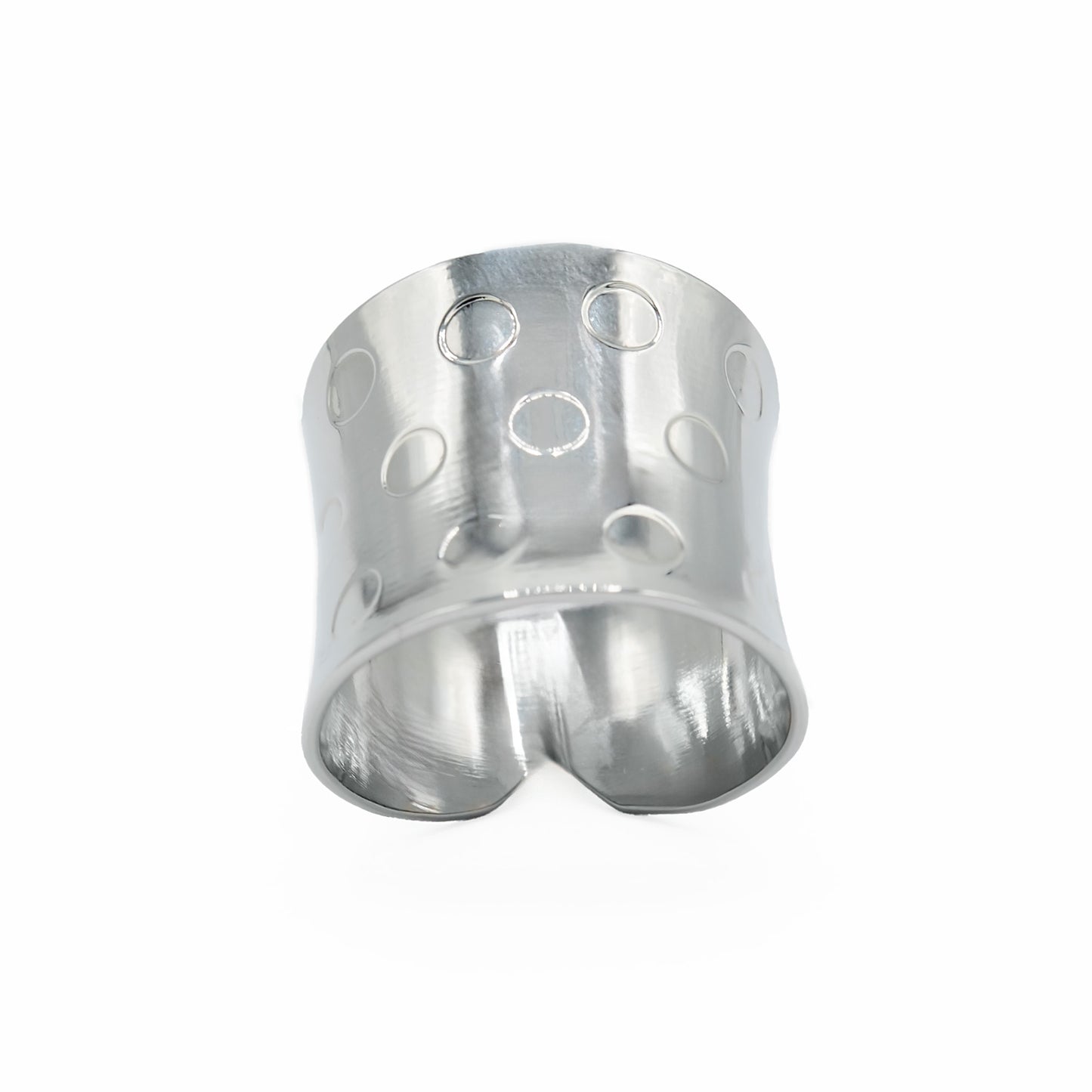 Wide Band Polka Dot Stainless Steel Ring