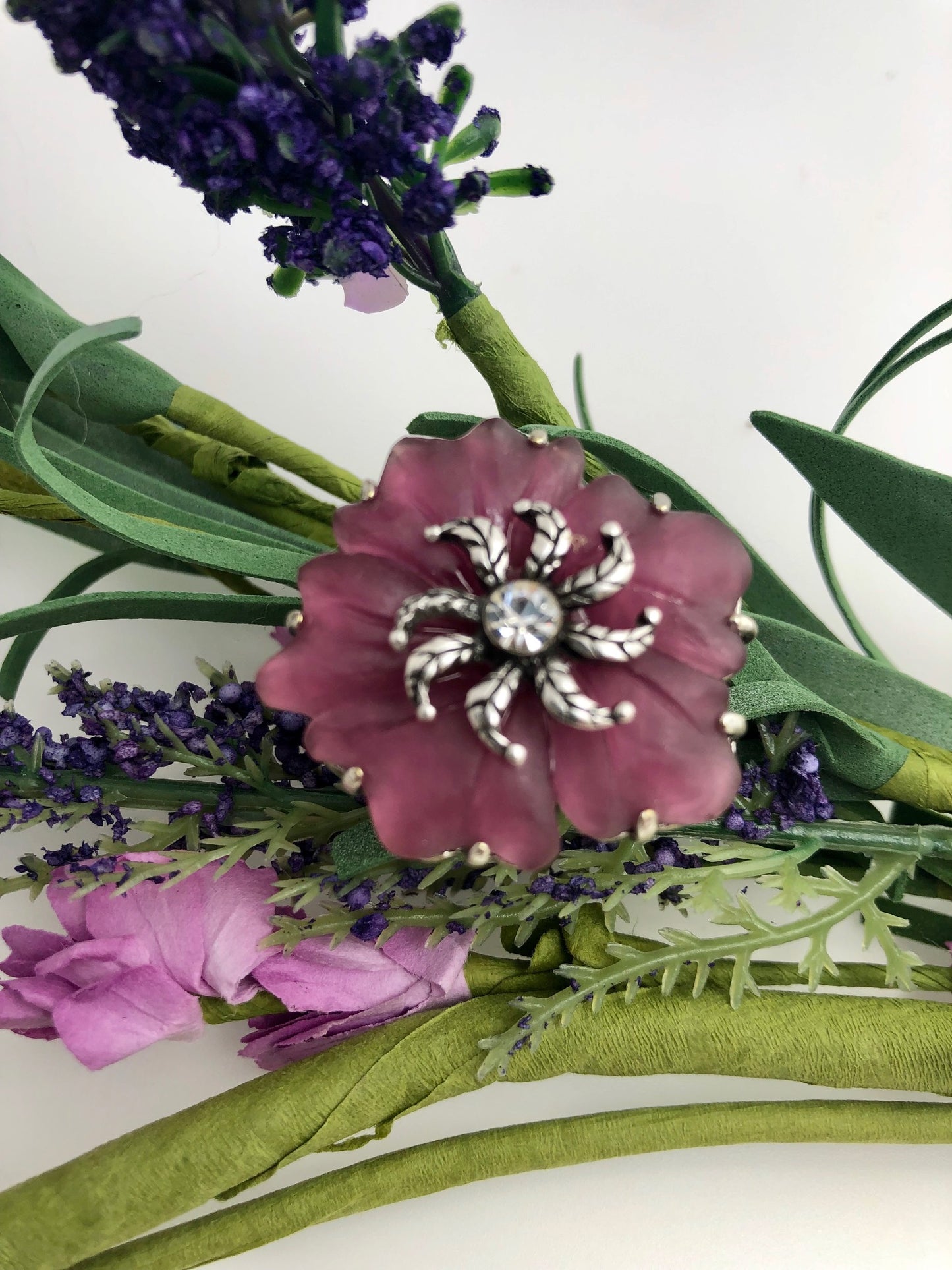 Pink Frosted Flower Statement Ring