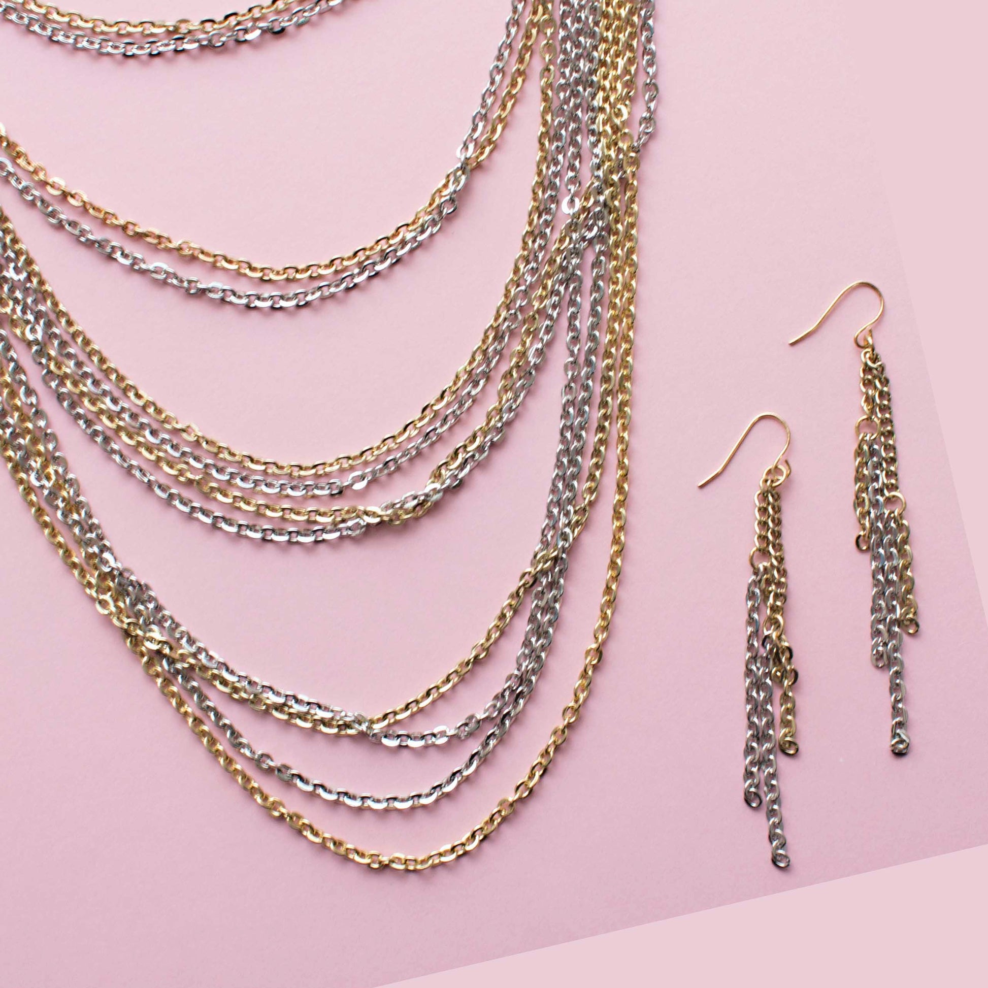 chain necklace-jewelry sets-layering chains-silver and gold necklaces