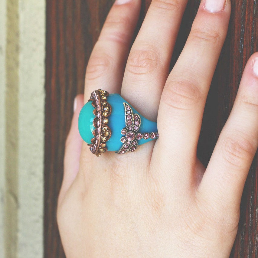 statement ring-dragonfly jewelry-blue ring