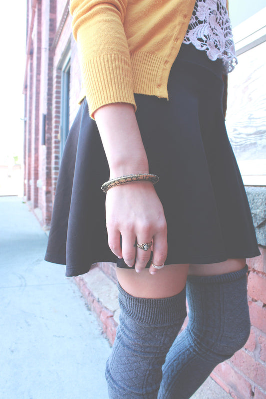 Antique Gold Tone Lucky Elephant Hinged Bangle Bracelet - Good Luck Charm Animal Jewelry