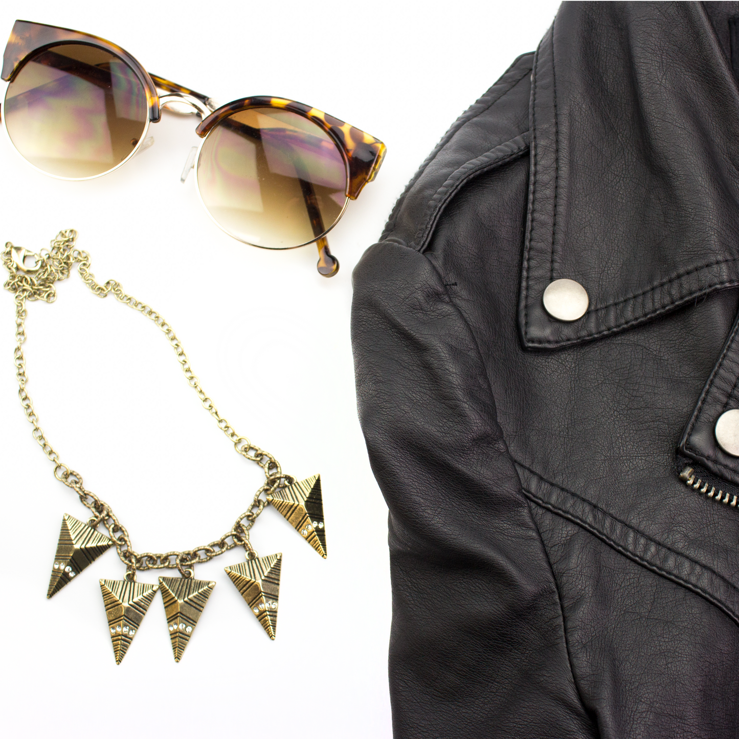 Tribal Arrow Necklace and Earring Set with CZ Crystals, Antique Gold Geometric Statement Jewelry