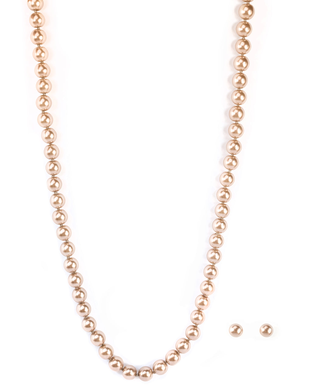 34 Inch Mocha Glass Pearl Knotted Strand Necklace - Versatile Long Pearl Necklace