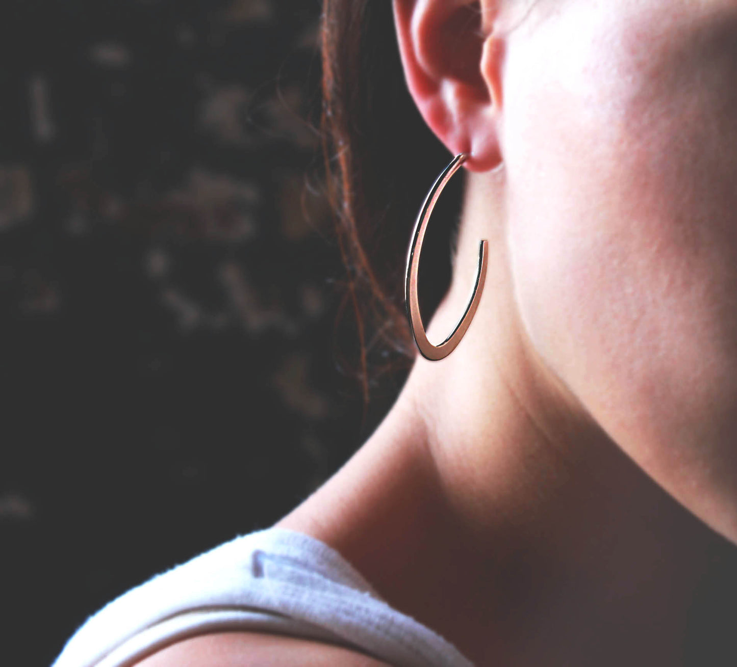 Classic 2 Inch Silver Tone Oval Hoop Earrings - Lightweight Post Back Hoops