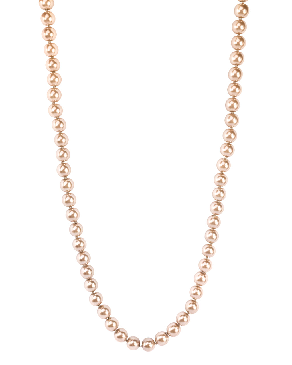 34 Inch Mocha Glass Pearl Knotted Strand Necklace - Versatile Long Pearl Necklace