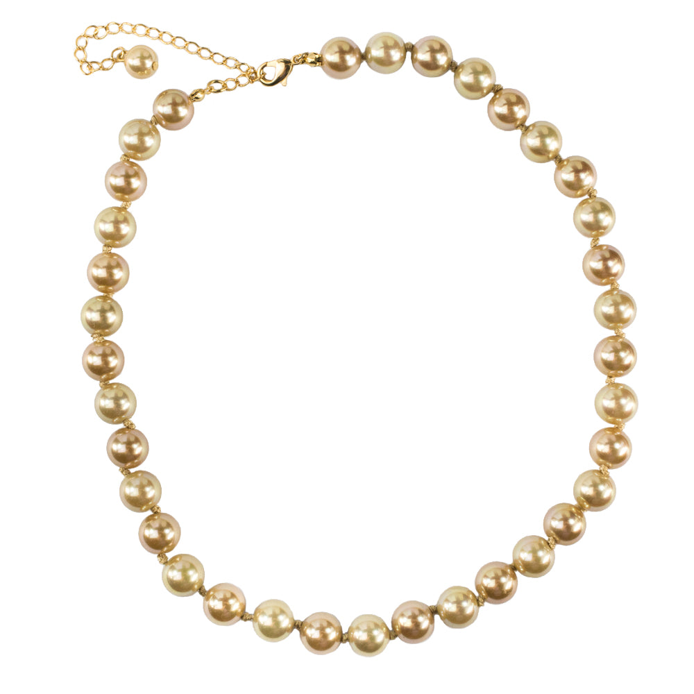 Classic Champagne Glass Pearl Strand Necklace - Elegant Iridescent Fashion Jewelry
