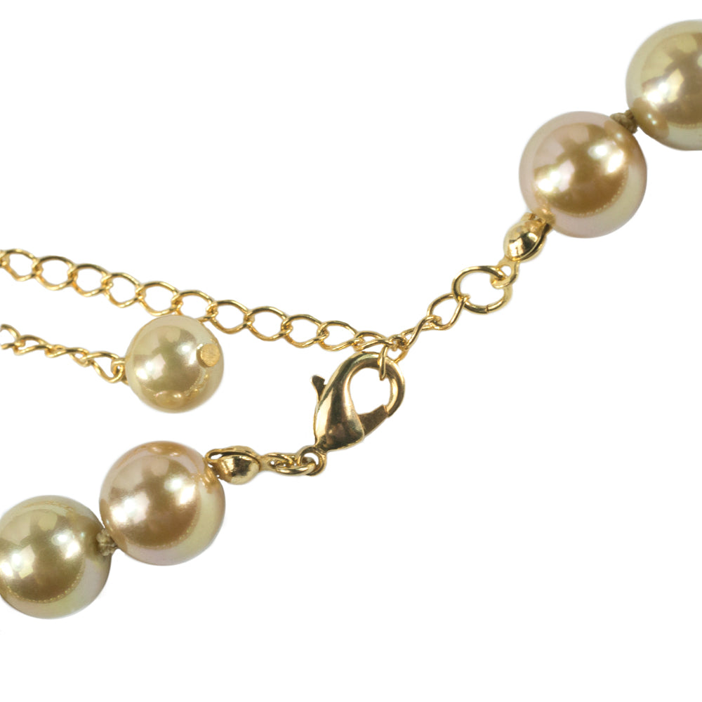 Classic Champagne Glass Pearl Strand Necklace - Elegant Iridescent Fashion Jewelry