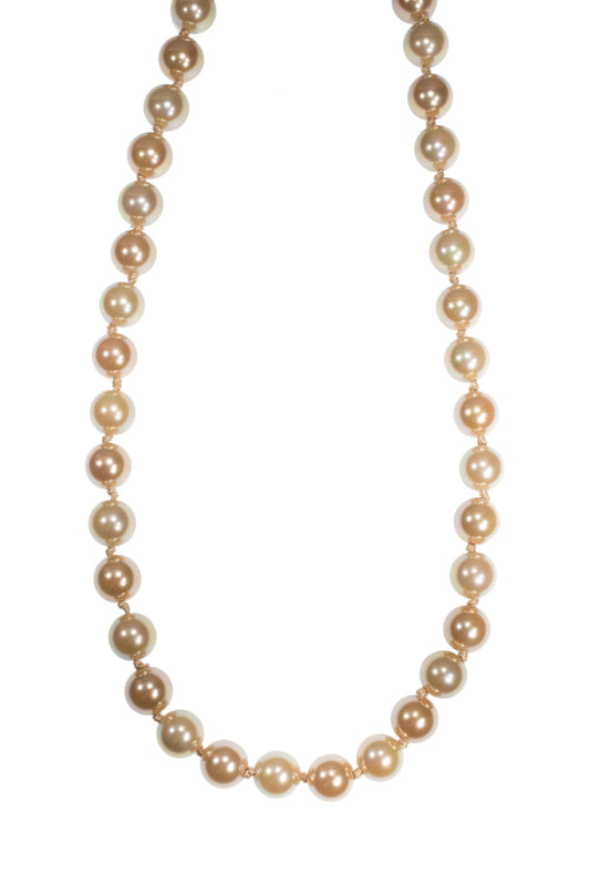 Classic Champagne Glass Pearl Strand Necklace - Elegant Iridescent Fashion Jewelry