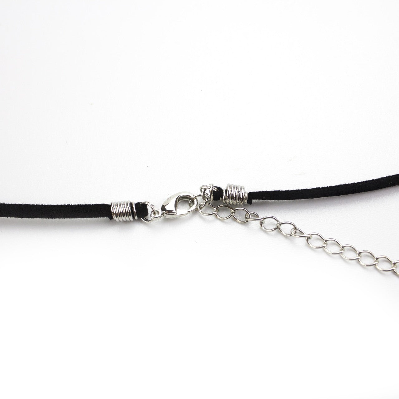 Two Tone Silver and Gold Tone Flower Pendant Necklace with Black Suede Cord, 24 Inch Adjustable Length