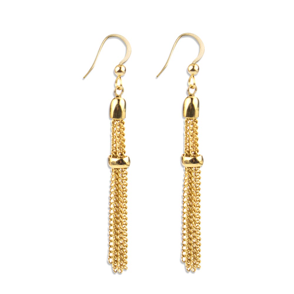 Mira Gold Tassel Earrings