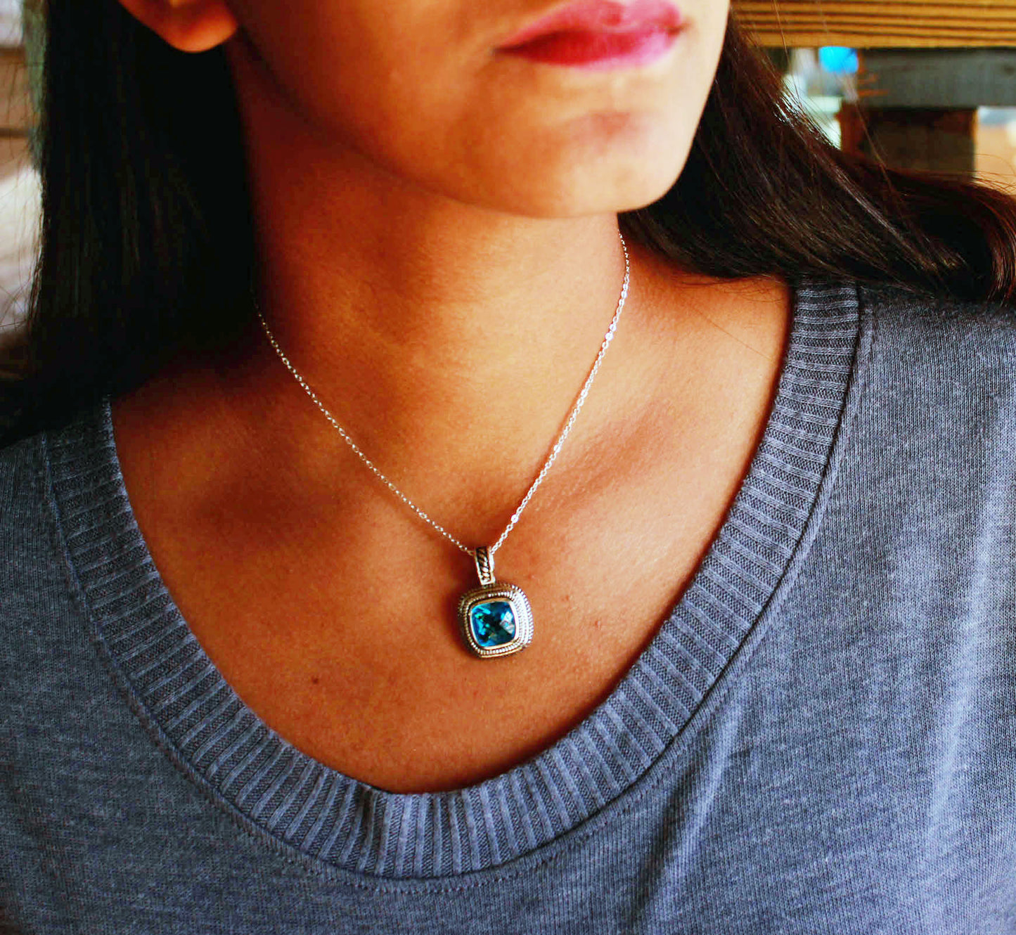 designer look jewelry-blue pendant-aquamarine jewelry-womens jewelry-womens necklace