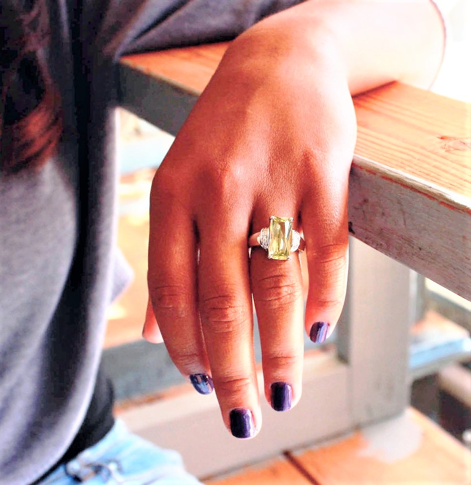 Emerald Cut Peridot Statement Ring