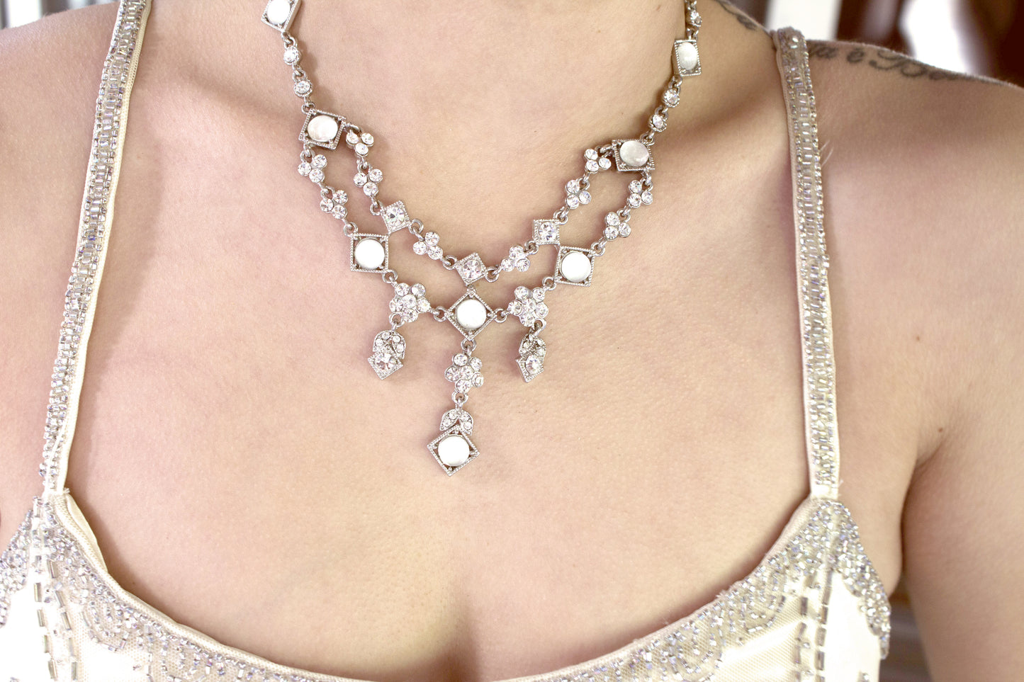 statement necklace-briadal jewelry-pearl necklace-prom jewelry