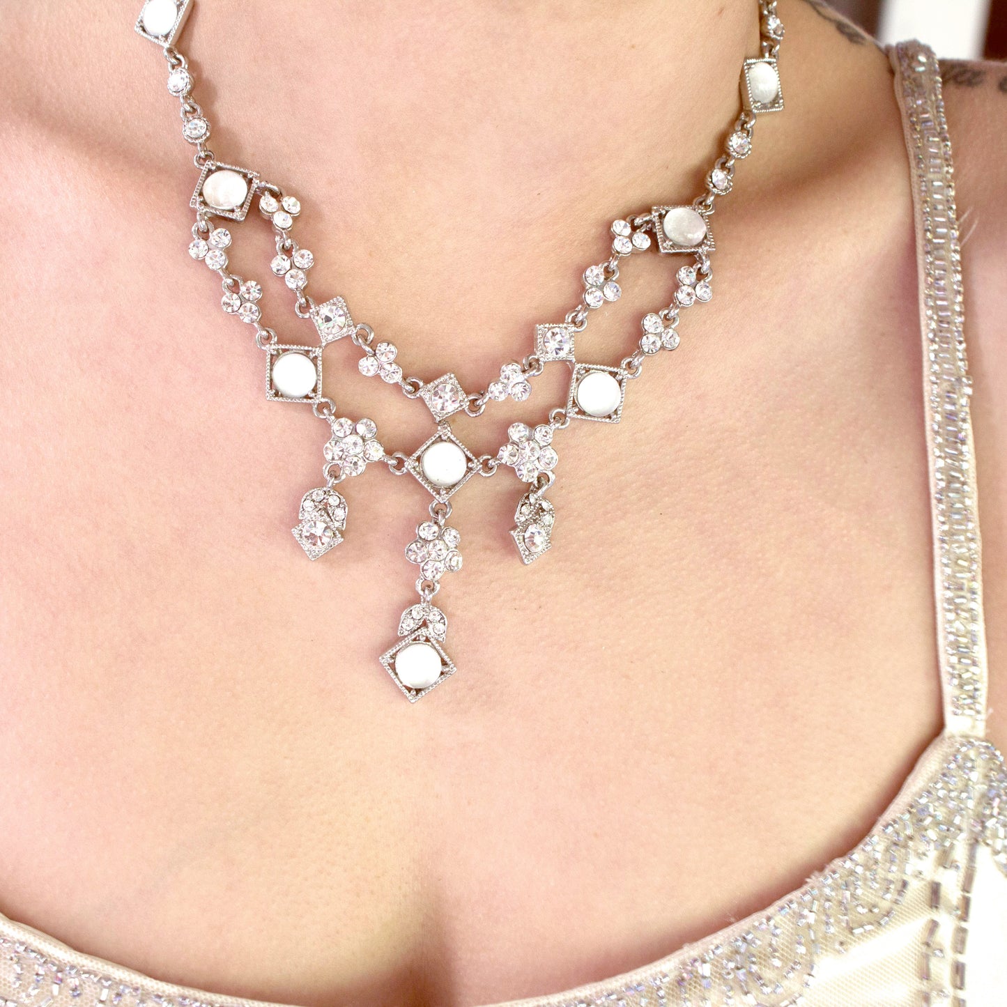 statement necklace-briadal jewelry-pearl necklace-prom jewelry