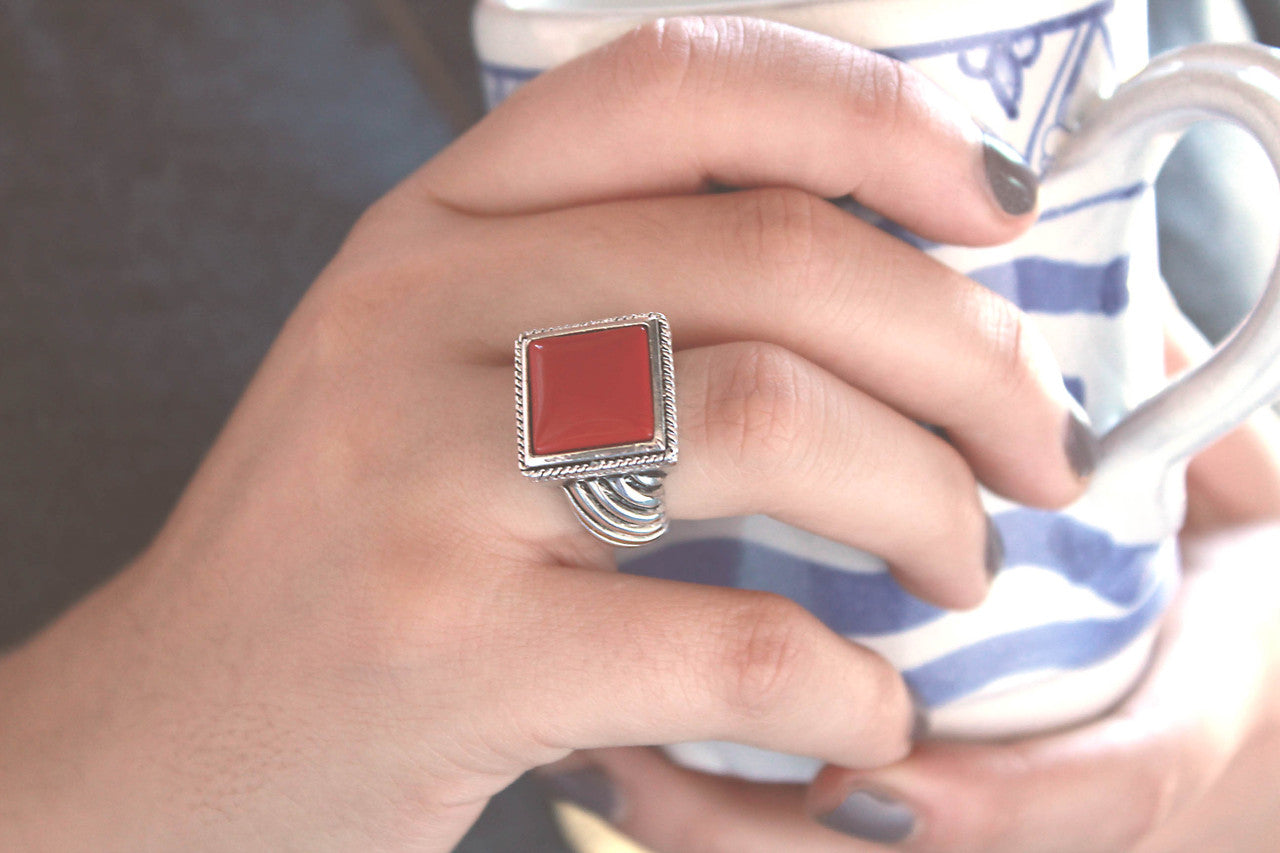 Vintage Style Red Stone Statement Ring