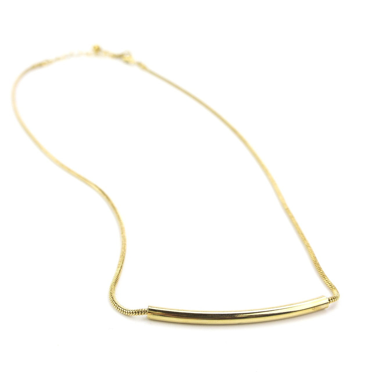 Gold Groove Necklace in Petite