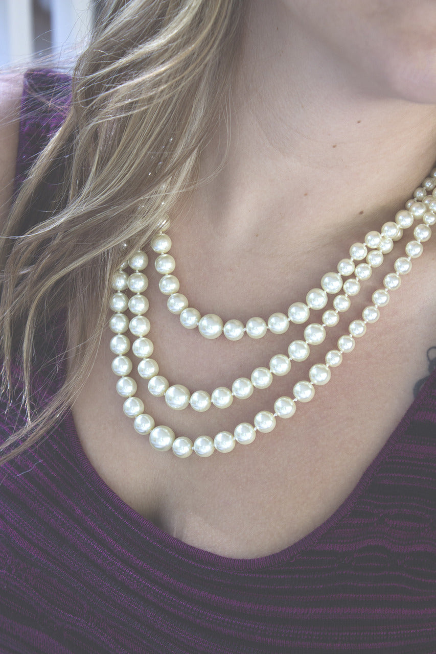 pearl necklace-pearl jewelry-pearl strand-multi pearl strand
