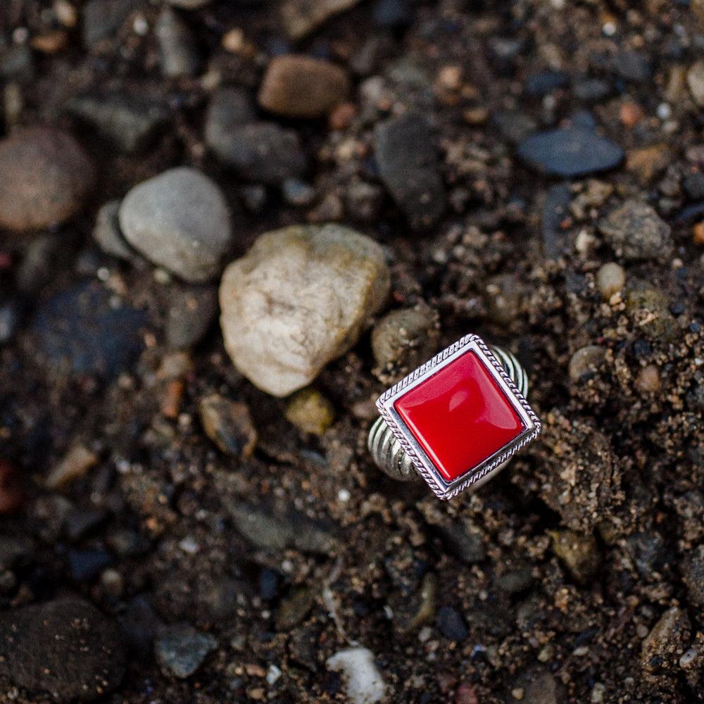 Vintage Style Red Stone Statement Ring