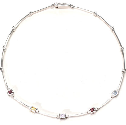 cubic zirconia necklace-silver necklace-layering jewelry-layering necklace